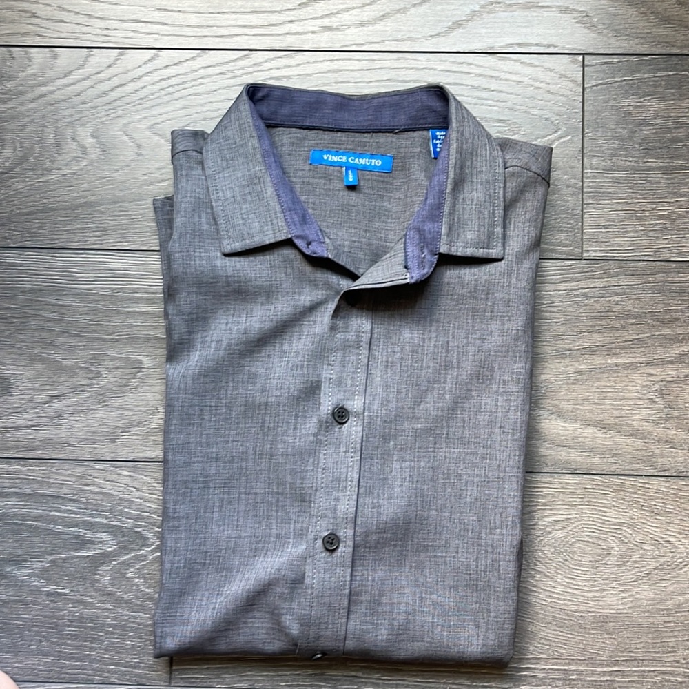 Vince Camuto Men’s Button Down Shirt in Charcoal Grey NWOT. Size L